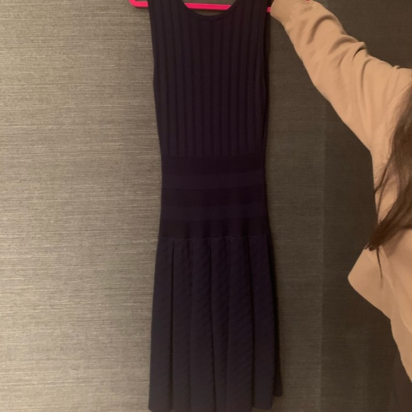 Pink Tartan stripped sleeveless dress in Navy Blue - Picture 2 of 2